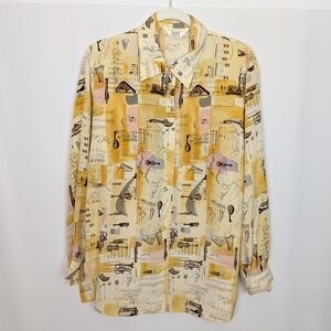 ISHYU Instrument Graphic Silk Shirt